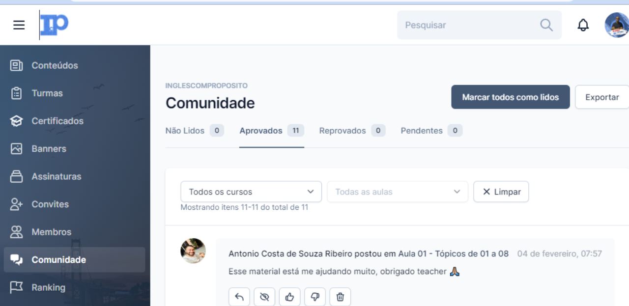Imagem da plataforma de estudo